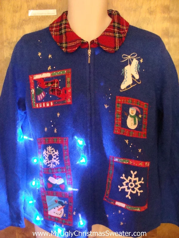Christmas Ice Skating Ice Skate Themed Light Up Ugly Christmas Jumper