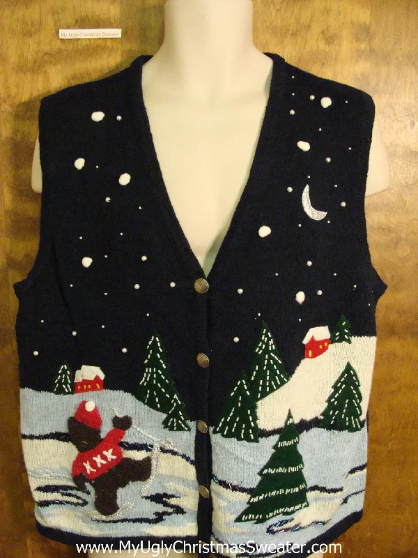 Christmas Baking Ideas Ice Skating Bear Bad Christmas Sweater Vest