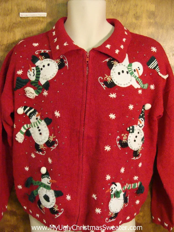Christmas Frosty Weather Ice Skating Snowmen Cute Xmas Sweater