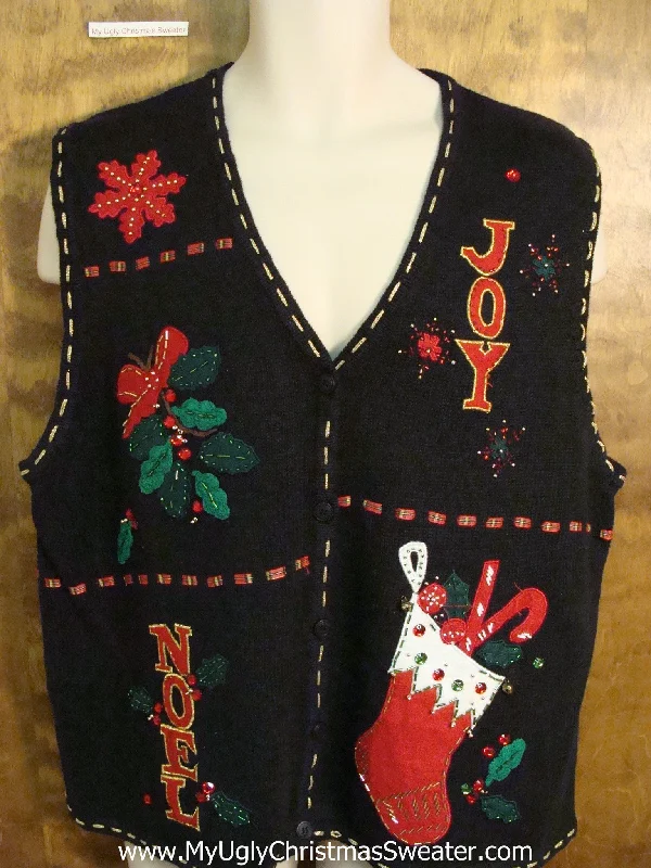 Christmas Candle Holders JOY and NOEL Bad Christmas Sweater Vest
