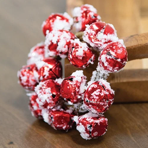 Christmas Hot Chocolate Joyful Red Jingle Bells w/Snow Candle Ring, 1.5"