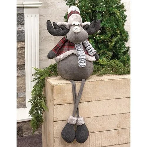 Christmas Magic Large Dangle Leg Plush Red/Gray Moose