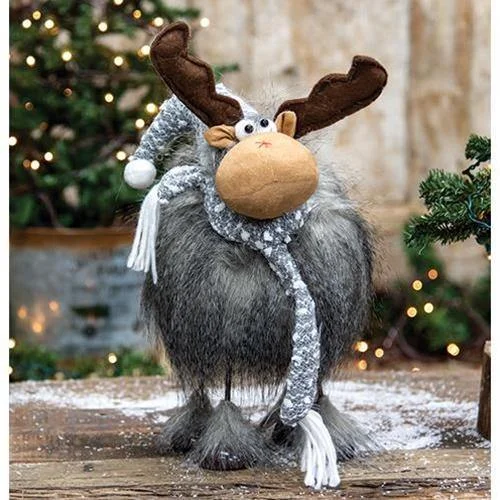 Christmas Spirit Large Plush Furry Wobble Moose w/Grey Hat