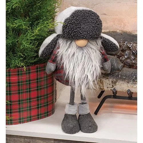 Holiday Season Large Standing Plush Red/Gray Plaid Santa Gnome