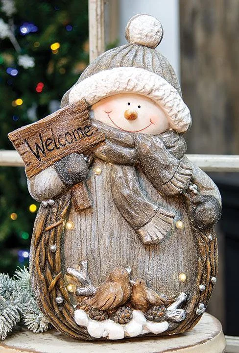 Christmas Tree Toppers LED Resin Welcome Snowman
