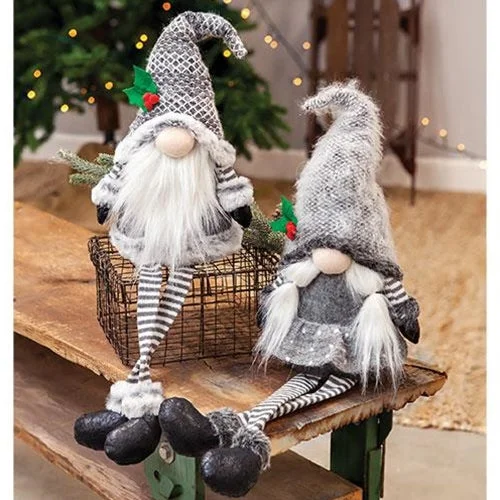 Christmas Snow Angels Lg Dangle Leg Mr or Mrs Santa Gnome, 2 Asstd. sold individually