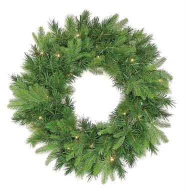 Christmas Spirit LIT VERMONT SPRUCE WREATH, 24", 182 TIP, 50 LED. BATTERY OPERATED TIMER