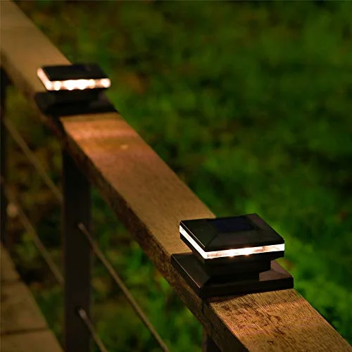 Christmas Centerpiece 15 Lumen Outdoor Post Cap Light for Fence Deck or Patio, Warm White High Brightness SMD LED Lighting, Lamp Fits 4x4, 5x5 or 6x6 Wooden Posts, 6 Pack