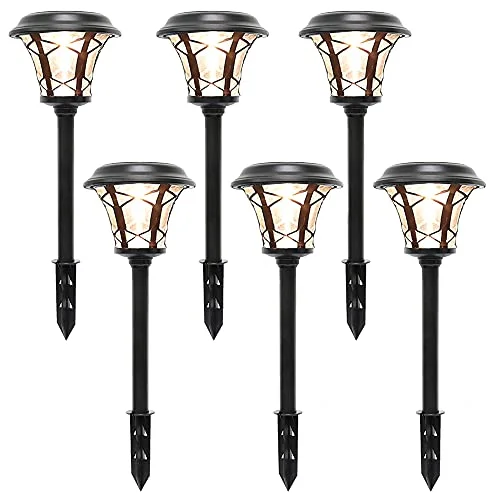 Christmas Advent Calendar 6 Pack 25 Lumen Solar Powered Pathway Lights, Super Bright SMD LED Outdoor Lights, Stainless Steel & Glass Waterproof Light for Landscape, Lawn, Patio, Yard, Garden, Deck Driveway, Warm White