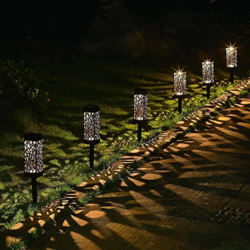 Christmas Snowfall 8 Pcs Solar Powered LED Garden Lights, Solar Path Lights Outdoor, Automatic Led Halloween Christmas Decorative Landscape Lighting for Patio, Yard and Garden