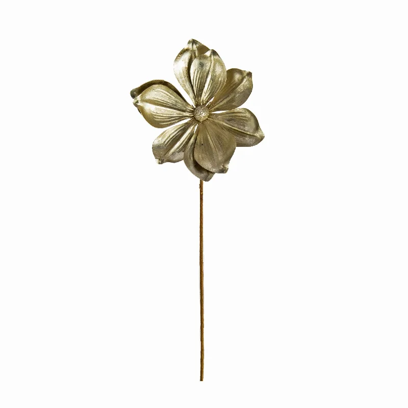Christmas Star Magnolia Flower Champagne & Platinum Foil Pick