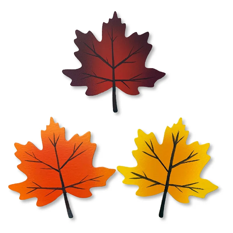 Christmas Fireplace Decor Maple Leaf Mini Art Pop Magnets, S/3