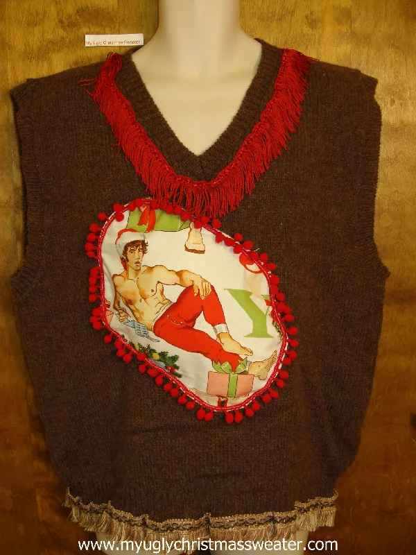 Christmas Candy Gift Mens Funny Hottie Guy Ugly Christmas Sweater Vest