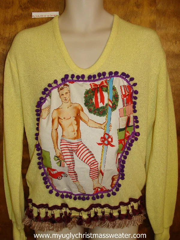 Christmas Snowy Pathways Mens Hottie Guy Ugly Christmas Sweater Pullover