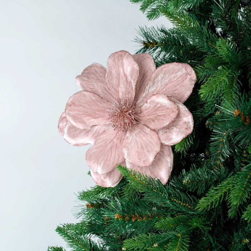 Christmas Gingerbread Metallic Pink Festive Magnolia Pick