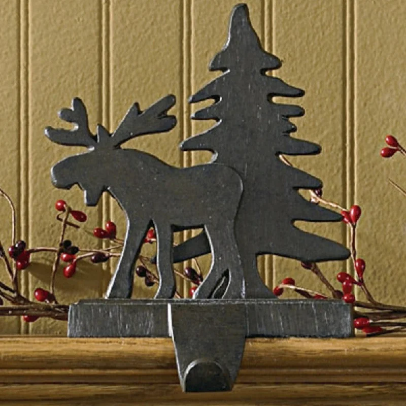 Christmas Sleigh Ride Moose & Tree Stocking Hanger - Set of 2 Park Designs