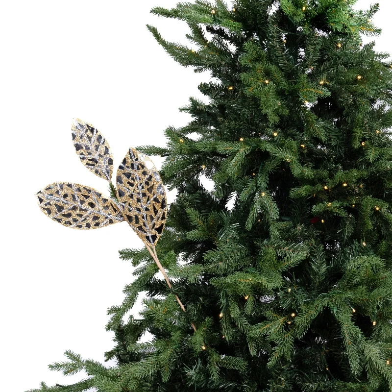 Christmas Reindeer Mosiac Gold Mirror Festive Leaf Pick