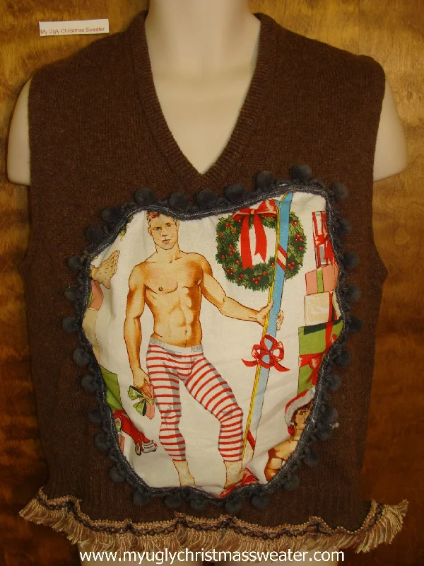 Christmas Family Fun Mr Universe Mens Hottie Guy Ugly Christmas Sweater Vest