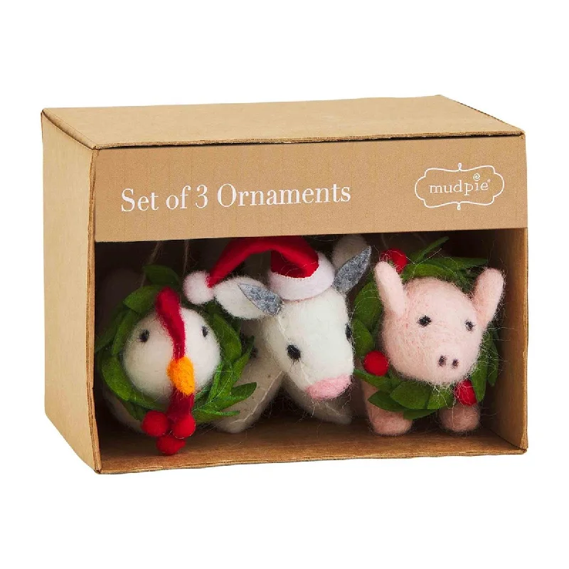 Christmas Jolly Time Mud Pie - Ornament - Farm Felt Set