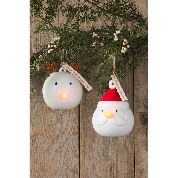 Christmas Tree Glitter Mud Pie - Ornament - Light Up Santa Snowman