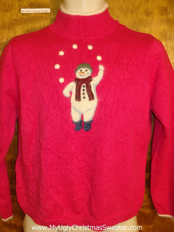 Naked Juggling Snowman 2sided Ugliest Christmas Sweater Pullover
