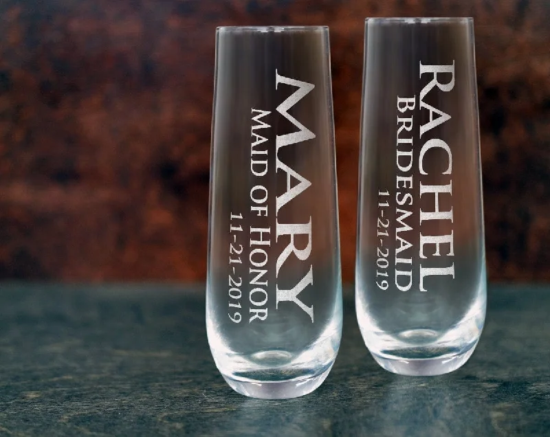 Christmas Gifting Season Name Glass Stemless Champagne Flutes Bridal Party Gifts for Her Custom Proposal Bride Engraved Wine Idea Personalized Maid of Honor Flute Christmas Gifting Season Name Glass Stemless Champagne Flutes Bridal Party Gifts for Her Custom Proposal Bride Engraved Wine Idea Personalized Maid of Honor Flute