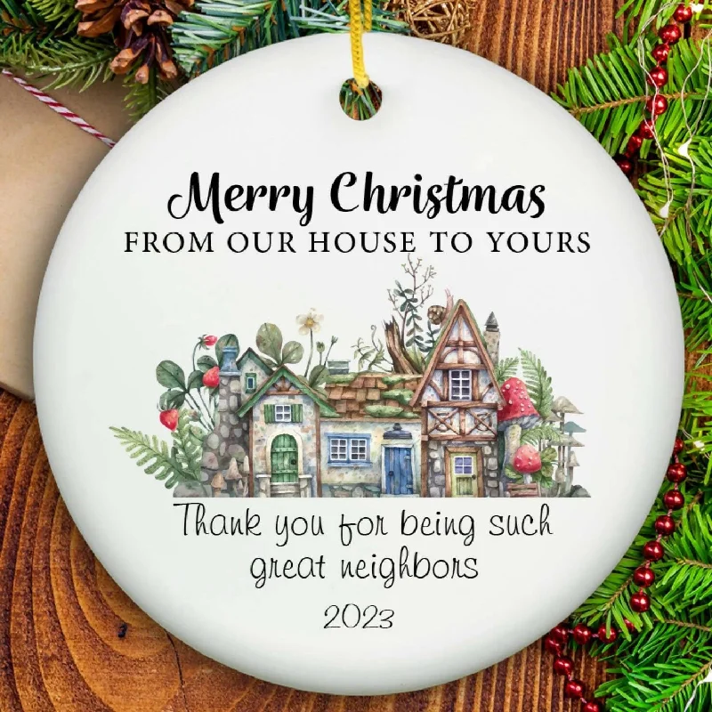 Christmas Garland Lights Neighbor Christmas Ornament - Ceramic