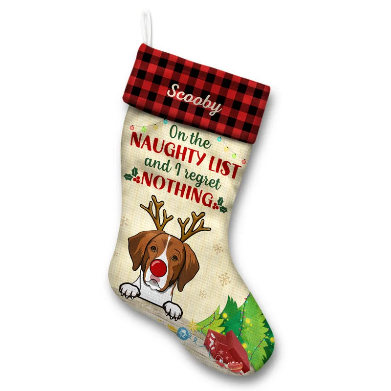Christmas Snowflakes On The Naughty List And I Regret Nothing Cat Dog - Gift For Dog Lovers & Cat Lovers - Personalized Custom Christmas Stocking