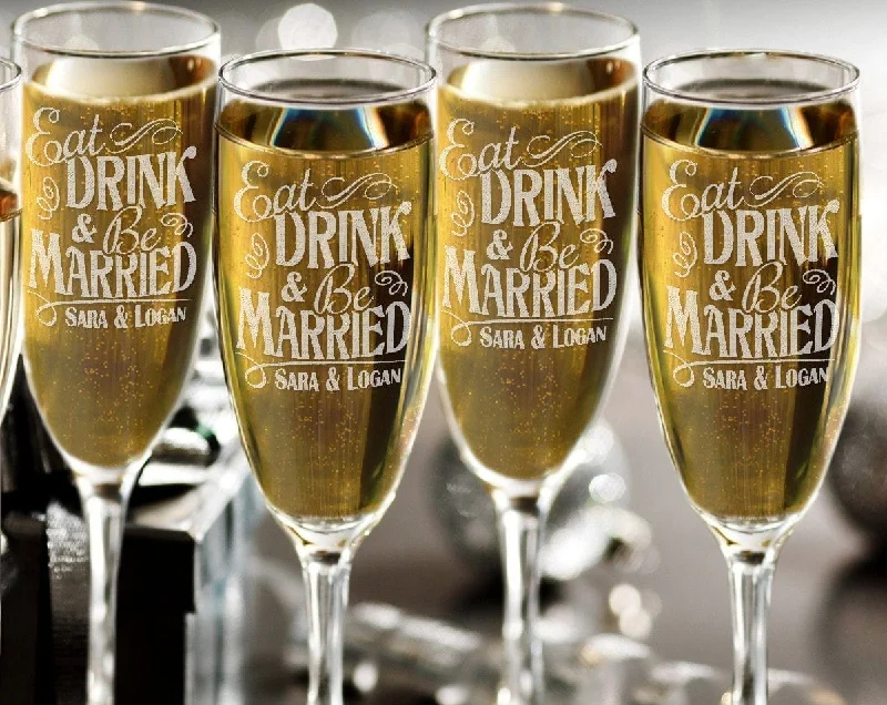 Christmas Holiday Excitement ONE Eat Drink and Be Married Champagne Glass Flutes Wedding Party Gift Newly Married Wedding Shower Present Idea Custom Gift for Bride Groom Christmas Holiday Excitement ONE Eat Drink and Be Married Champagne Glass Flutes Wedding Party Gift Newly Married Wedding Shower Present Idea Custom Gift for Bride Groom