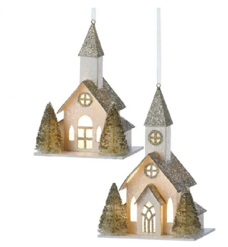 Christmas Reindeer Ornament  - Light Up LED Church