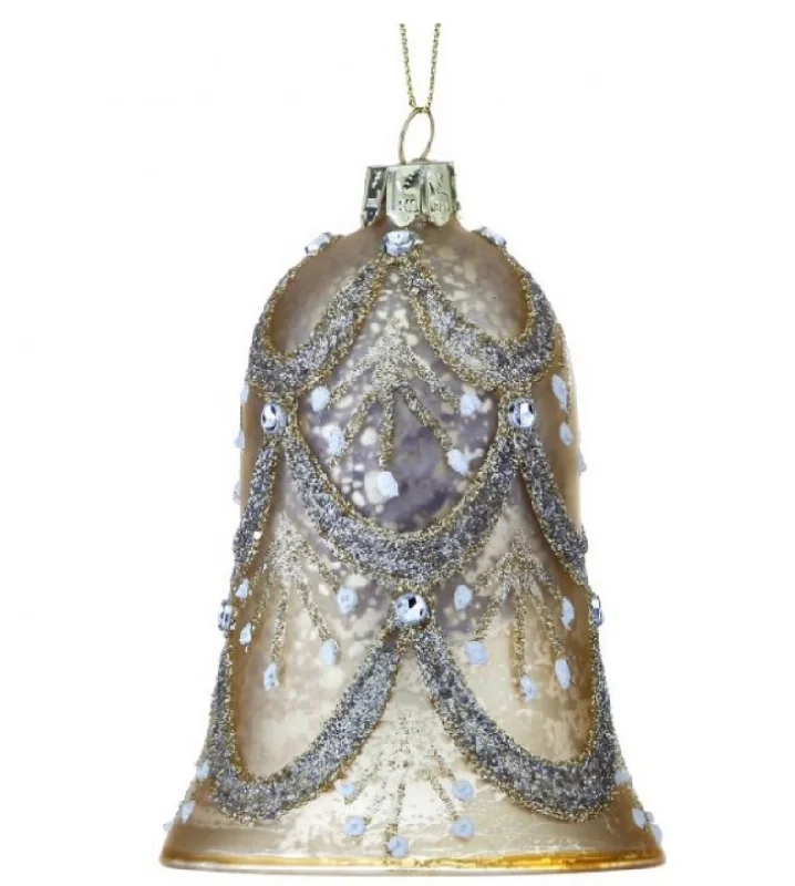 Christmas DIY Crafts Ornament - Vintage Glass Bell - Antique Gold
