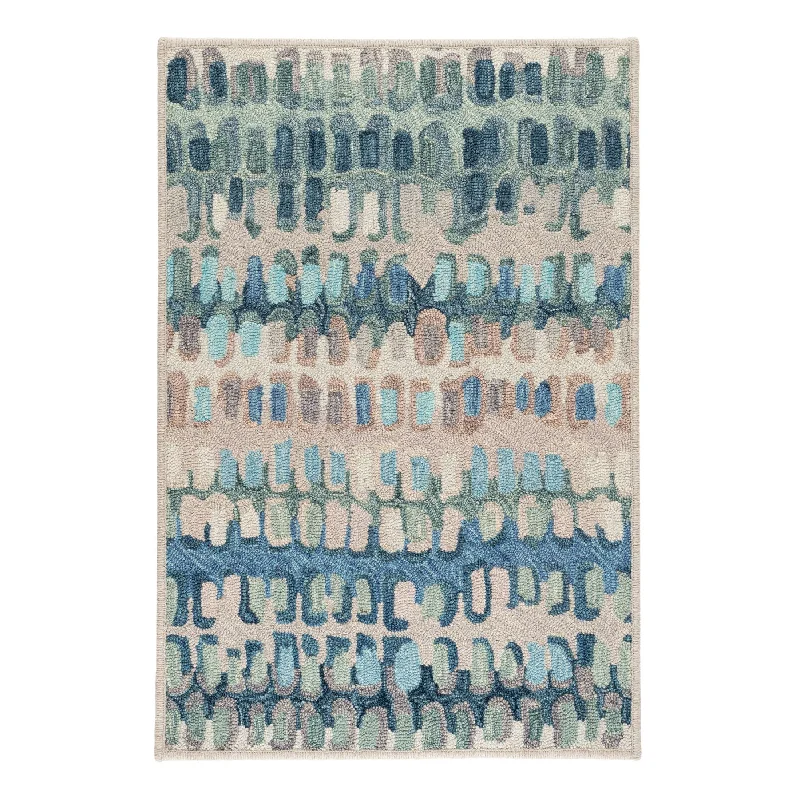 Christmas Decor Paint Chip Blue Hand Micro Hooked Wool Custom Rug