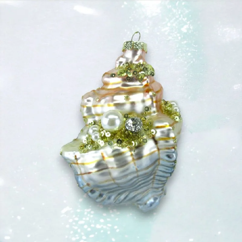 Christmas Happy Moments Pastel Conch Shell Ornament