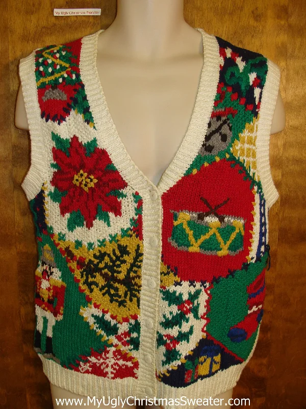 Patchwork Mess 80s Bright Ugliest Christmas Sweater Vest