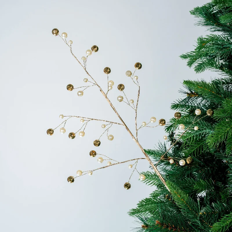 Christmas Winter Nights Pearl & Gold Ball Festive Tree Pick
