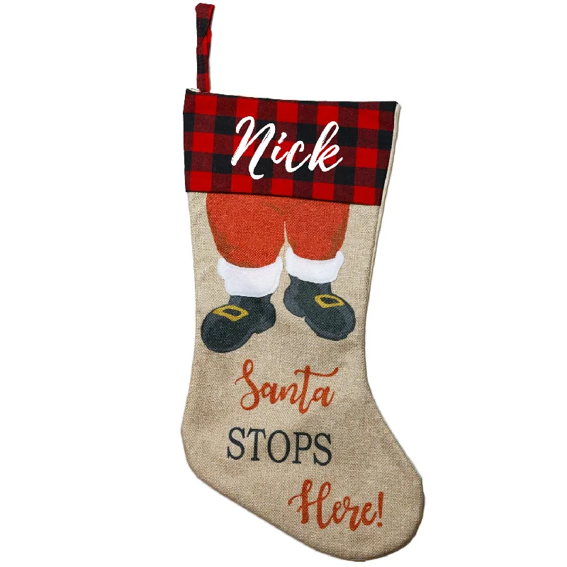 Christmas Holiday Countdown Personalised Santa Stops Here Christmas Stocking 1pc