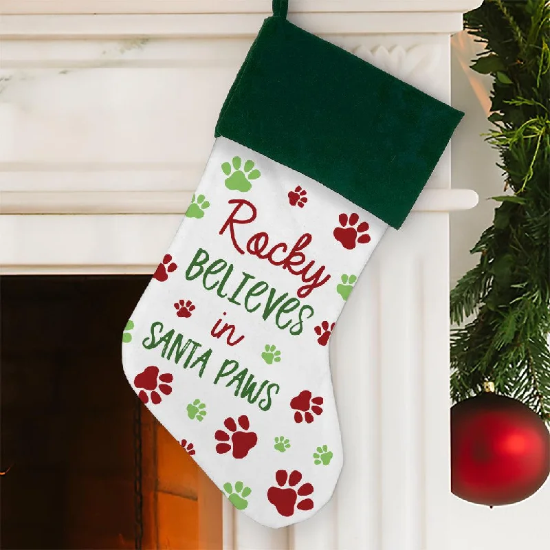 Christmas Pajamas Personalized Believes in Santa Paws Stocking