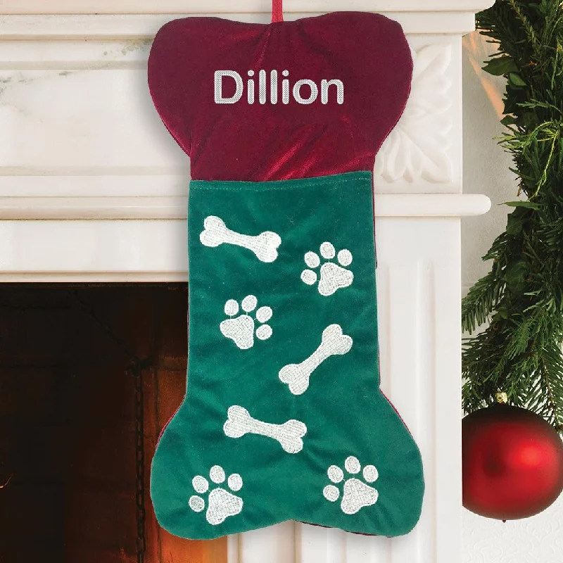 Christmas Caroling Personalized Bone Holiday Dog Stocking