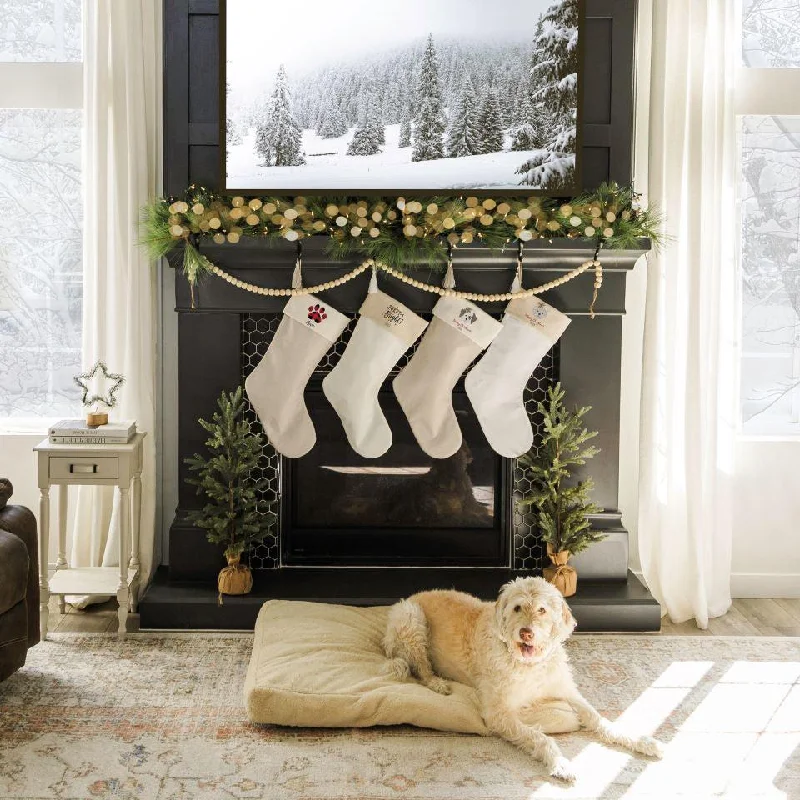 Christmas Winter Nights Personalized Cotton Pet Stockings with Tassel