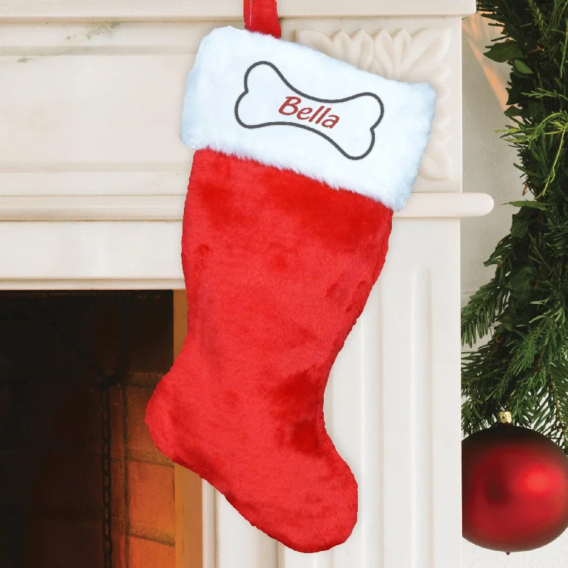 Christmas Holiday Fun Personalized Dog Bone Stocking