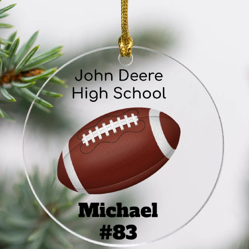 Christmas Fireplace Mantel Personalized Football Ornament - Acrylic