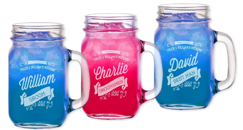 Christmas Pine Garland Personalized Mason Retro Groomsmen Gift Jar Glass Handle Custom Engraved Wedding Party Gift Idea Bridesmaid Drinking Glasses Bulk Discount Christmas Pine Garland Personalized Mason Retro Groomsmen Gift Jar Glass Handle Custom Engraved Wedding Party Gift Idea Bridesmaid Drinking Glasses Bulk Discount