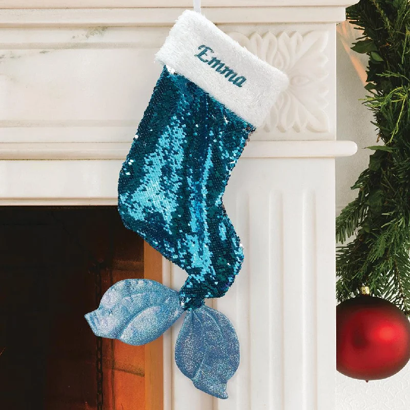 Christmas Snowflakes Personalized Mermaid Christmas Stocking