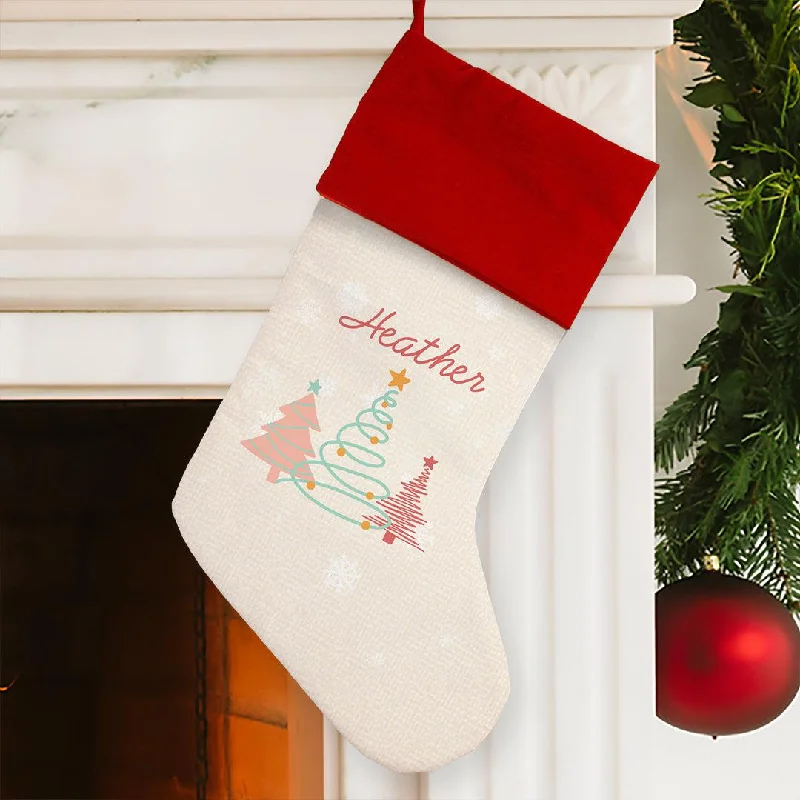 Holiday Cheer Personalized Oh Christmas Tree Red Cuff Stocking