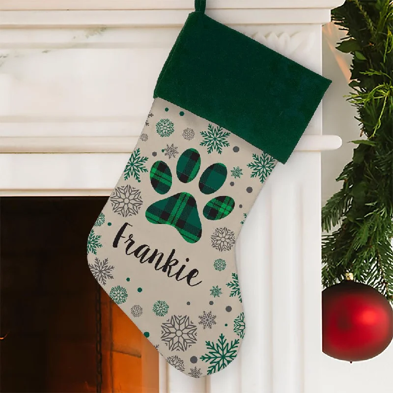 Christmas Gift Baskets Personalized Plaid Paw Stocking