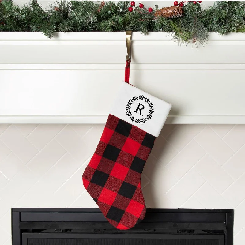 Christmas Home Decor Monogrammed Plaid Stockings