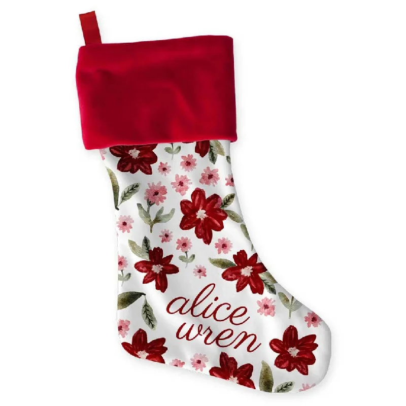Christmas Mistletoe Personalized Stocking | Christmas Floral