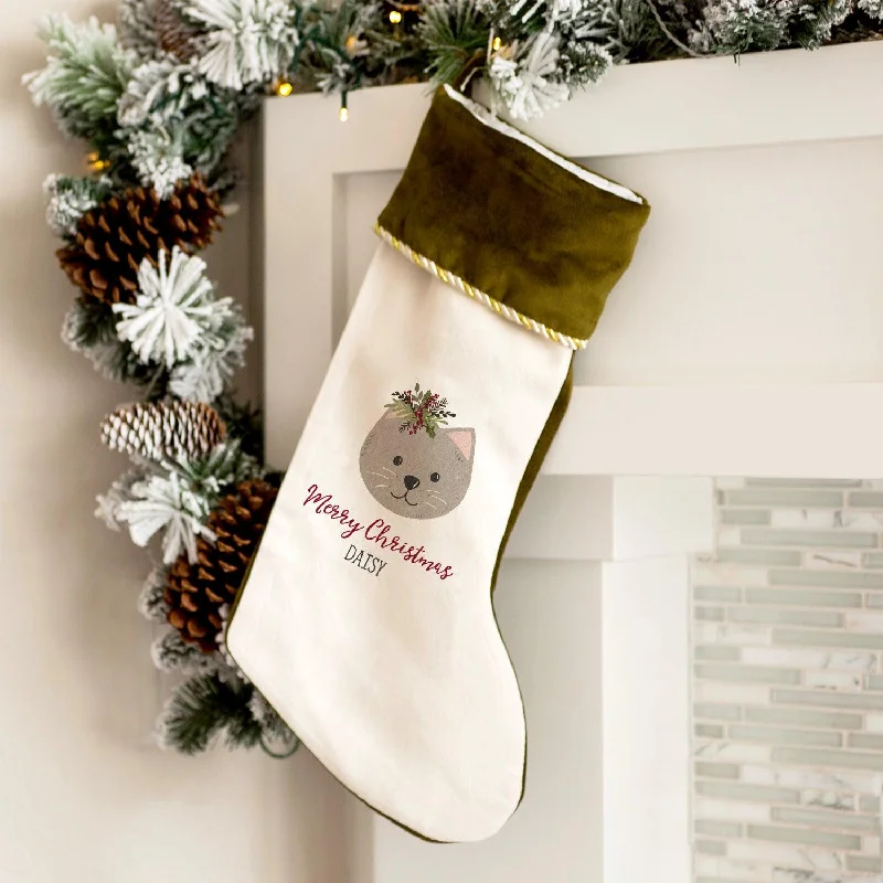 Christmas Reindeer Personalized Christmas Pet Stockings Velvet-Trimmed