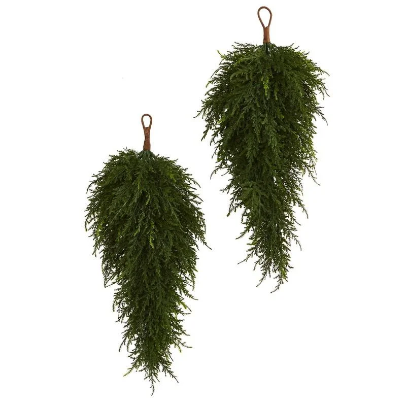 Christmas Candle Holders 26" Cedar Artificial Teardrop (Set of 2)
