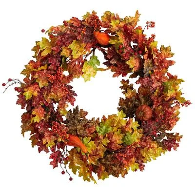 Christmas Housewarming Gifts 32" Autumn Oak Leaf, Berries and Pumpkin Artificial Autumn Wreath Christmas Housewarming Gifts 32" Autumn Oak Leaf, Berries and Pumpkin Artificial Autumn Wreath